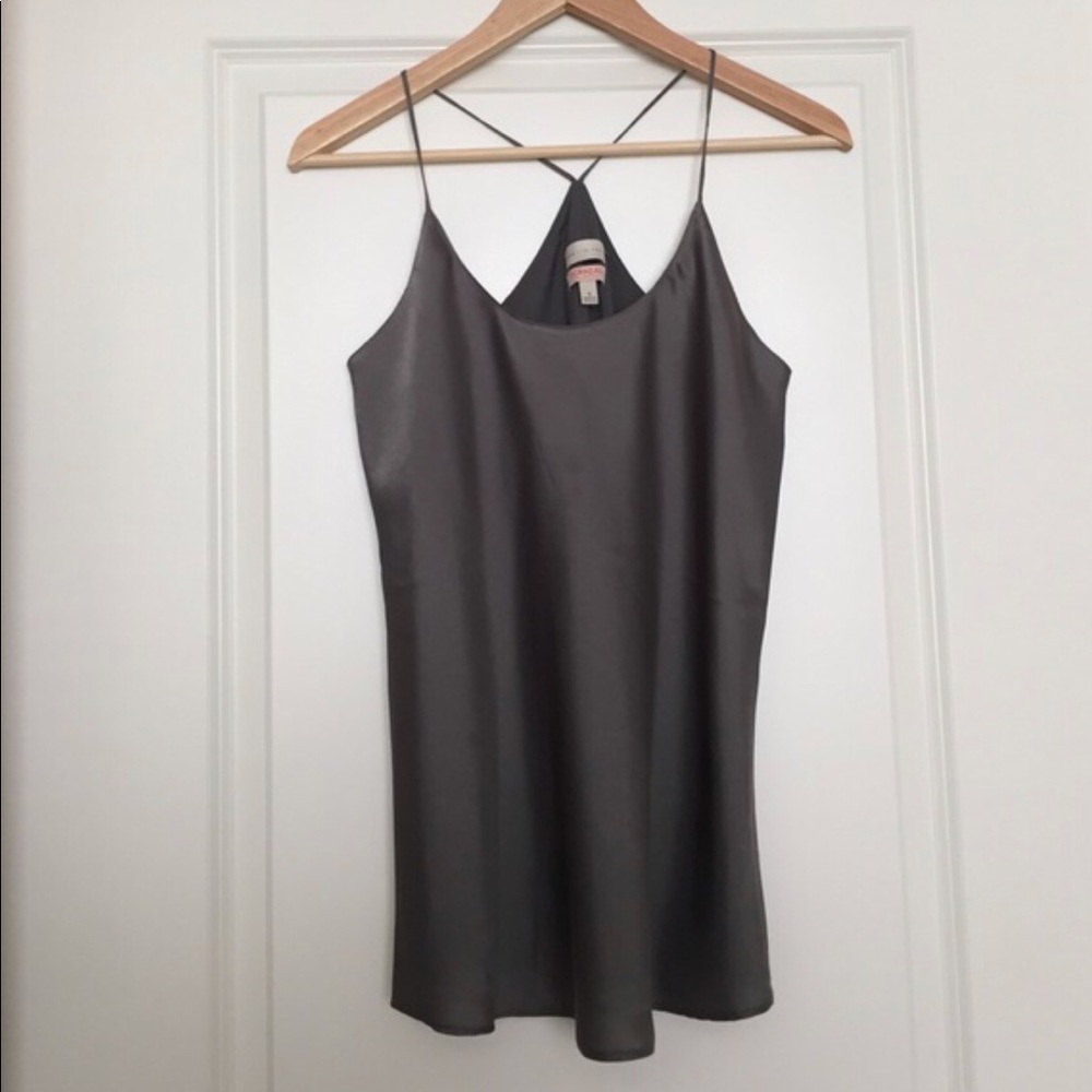 Silver grey silky top